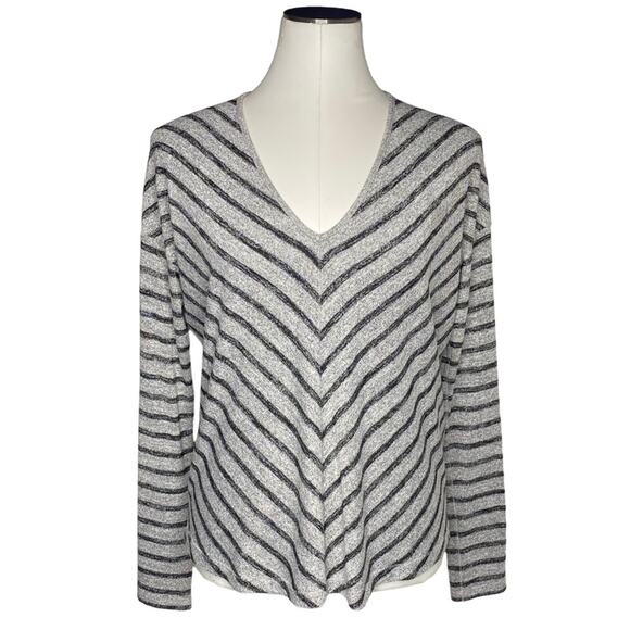 Rag & Bone Striped Hudson Vee Long Sleeve - Picture 9 of 9